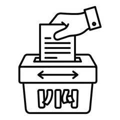 Illustration of a hand dropping ballot paper into voting box symbolizing democratic election process and civic participation
