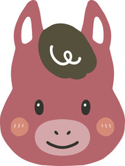 붉은말 얼굴 캐릭터 일러스트