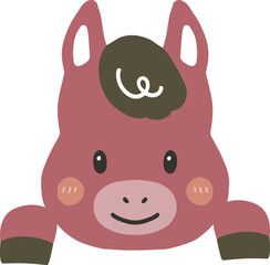 붉은 말의 얼굴과 손이 있는 일러스트