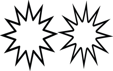 Fototapeta premium Two Black Starburst Shapes with Jagged Edges on White Background 1