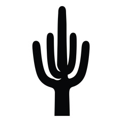 Obraz premium A striking black and white illustration of a cactus plant with multiple arms. isolated on white background, Vector