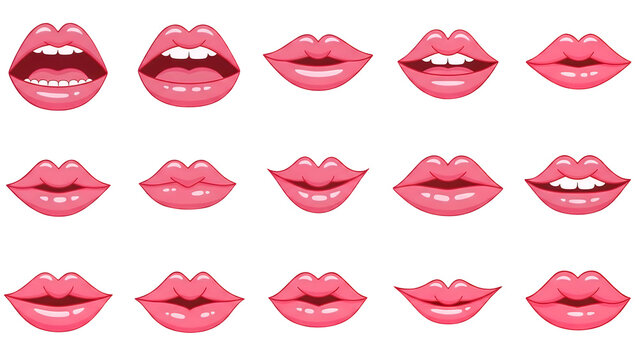 Collage of various pink lips and mouths in different expressions and angles showcasing diverse facial features and emotions