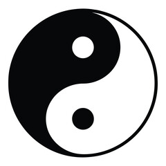 The ancient symbol of yin and yang representing balance and harmony in nature isolated on white background, Vector