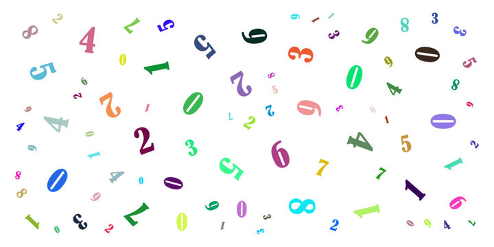 Mathematics background. different numbers in random pattern. Colorful school pattern for children.  Seamless abstract vector pattern. eps 10