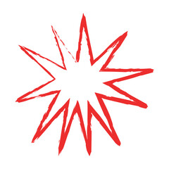Fototapeta premium Hand Drawn Grunge Red Starburst Sketch Element Design
