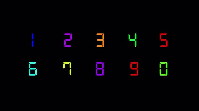 counting animation from 0 to 9 on transparent background, number counting animation vedio with alpha channel in 4k ,Typography for Kids, Numeric Digits 1&ndash;10 Animation in 4K. 