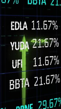 Vertical video: Camera scanning starting ticker grid updating, green arrows rising showing gains