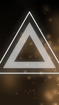 Vertical video: White triangle pulsing after outline fade ring bars spinning shards flying for logo
