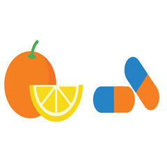 Winter Immunity Vitamin C and Flu Medication Icons