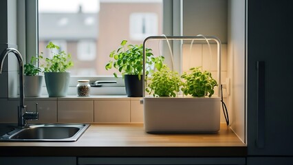Indoor Herb Garden by Window.