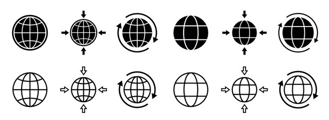 Fototapeta premium World, global, earth, network, and globe. Global network icon set. Vector icons.