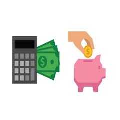Tax Calculation and Savings Piggy Bank Vector Set