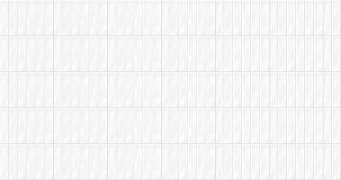 Vertical White Ceramic Tile Pattern Texture with Slim Rectangular Bricks for Modern Interior Wall Background