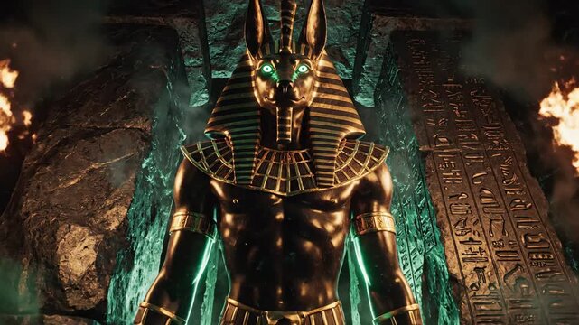 Anubis guarding the entrance to the underworld spectral render