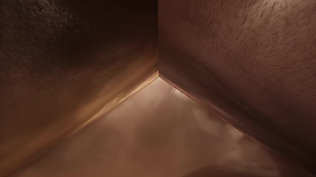 Abstract intersection of angled beams with ethereal misty light rays