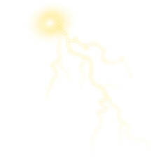 Yellow lightning bolt PNG isolated on transparent background with bright electric glow, energy streaks, and dynamic thunder effects for overlays and digital design
