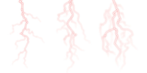 Red thunderbolt PNG isolated on transparent background with electric glow and spark details for storm graphics and action scenes
