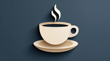 Obraz premium Steaming Coffee Cup on Saucer Illustration.