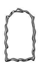 Y2K Melted metal frame 3D Rendering. Futuristic liquid metallic chrome border