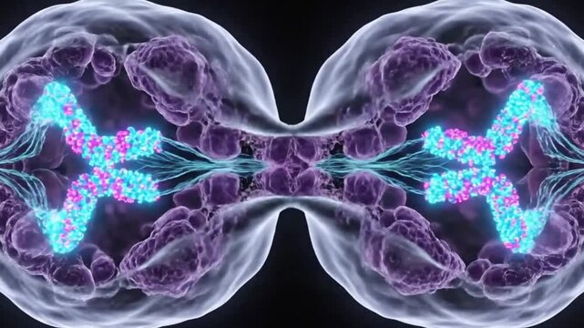 Microscopic Cell Division &mdash; Chromosomes Separating Inside Translucent Cell Seamless Loop
