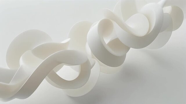 Abstract sculpture made of white, smooth, interlocking shapes.