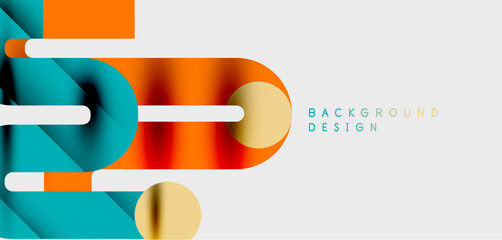 Obraz premium Abstract geometric design. Overlapping shapes create dynamic visual effect. Modern style, bright colors, clean lines. Minimalist composition.