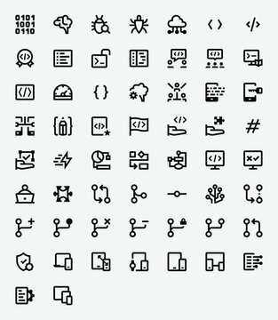 Coding and Software Development Line Icon Set