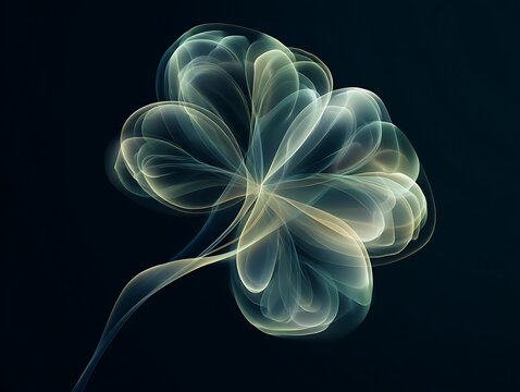 Ethereal floral bloom a translucent abstract flower with glowing golden accents