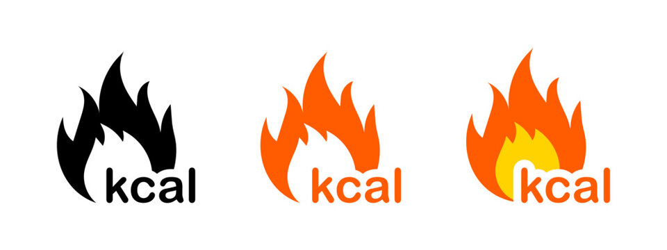 Kcal icon isolated, The fire icon symbolizes weight loss, diet and healthy lifestyle.