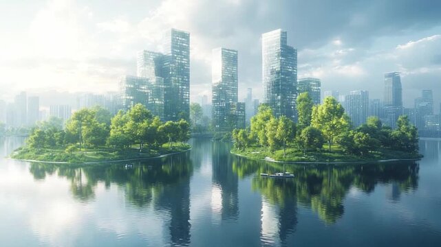 Urban Oasis: A futuristic cityscape, seamlessly blending architectural marvels with vibrant natural elements, creating an inspiring vision of sustainable living.