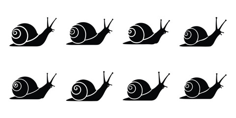 Set of silhouette snail in various poses isolated on background. Animal Vector elements for design. © ganesh106