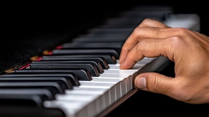 Fototapeta premium Close up of Hands Playing Piano Keyboard