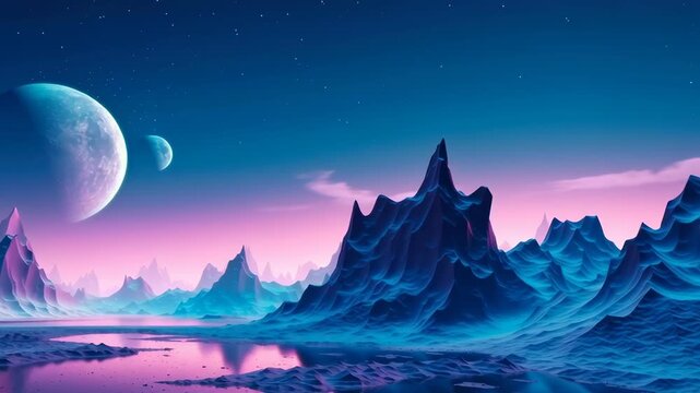 Surreal alien landscape with smooth crystalline hills and bioluminescent ground patterns