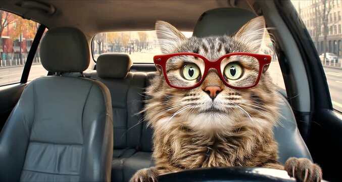 driving cat, AI generated video