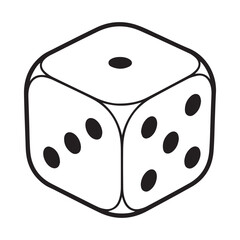Isometric outline icon of a single die (dice) showing its faces.