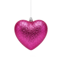 3D Glitter Heart Ornament, isolated on a transparent background