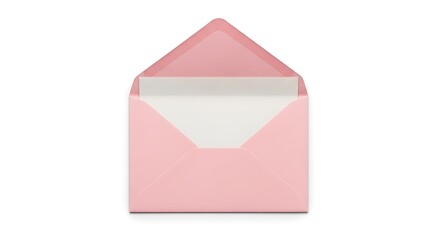 A pink envelope is opened on a white background illustration