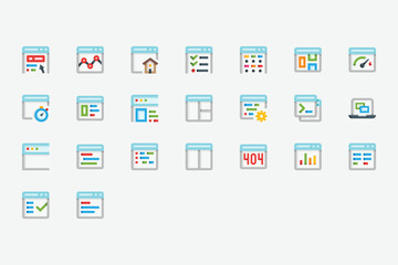 Browser Window and Webpage Color Icon Set