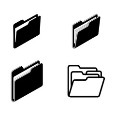 Folder icon set isolated on transparent background