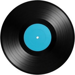 Vinyl record with blue label isolated on transparent background