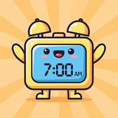 Naklejka premium Alarm Clock Cartoon Character