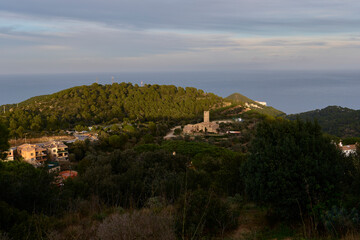 View of the Mediterranean. From Begur, there is a magnificent view of the Mediterranean Sea and the traditional Catalan farmhouses, mas&iacute;as. 