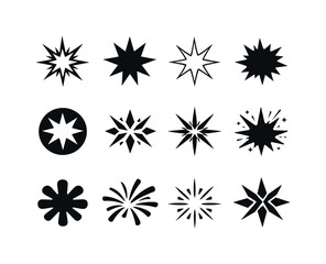 Burst. Icon set. Set Logo of Burst: dynamic impact spark. harmonious logo variations of the same emblematic concept, each with different