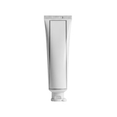 Generic White Squeeze Tube with Silver Accents, Unbranded Product Mockup Isolated on a Clean White Background, Perfect for Skincare or Toothpaste