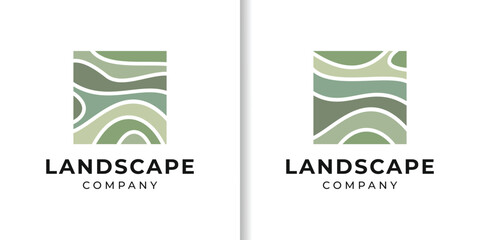 Green abstract nature landscape logo design