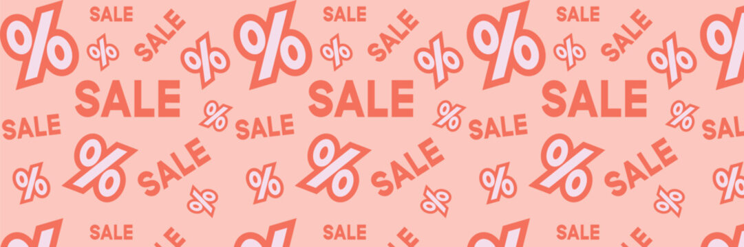 Sale Percentage Outline Icon Seamless Pattern - Seamless Vector Background for Shopping, Promotion, and E-commerce Designs. Wallpaper for Shop, Tax and Offer.