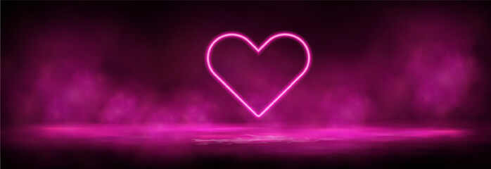 Abstract banner with pink smoke and heart symbol for Valentine's Day.