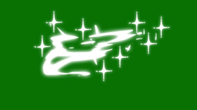 Twinkling stars blinking 2d flash animation, white cartoon, flat, vector, doodles stars, light effect. Glowing stars sparkle, Shimmering magic stats glitter, 2d Alpha channel video on green screen.