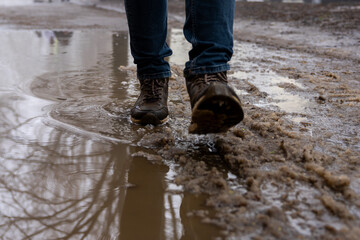 Walking Through Muddy Puddle
