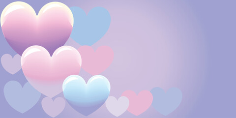 Background with pastel hearts. For Valentine's Day and birthday cards and banners. Vector illustration.